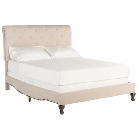 Safavieh Hathaway Full Size Upholstered Panel Bed, Beige - 52.3 x 59 x 88 in. FOX6214A-F
